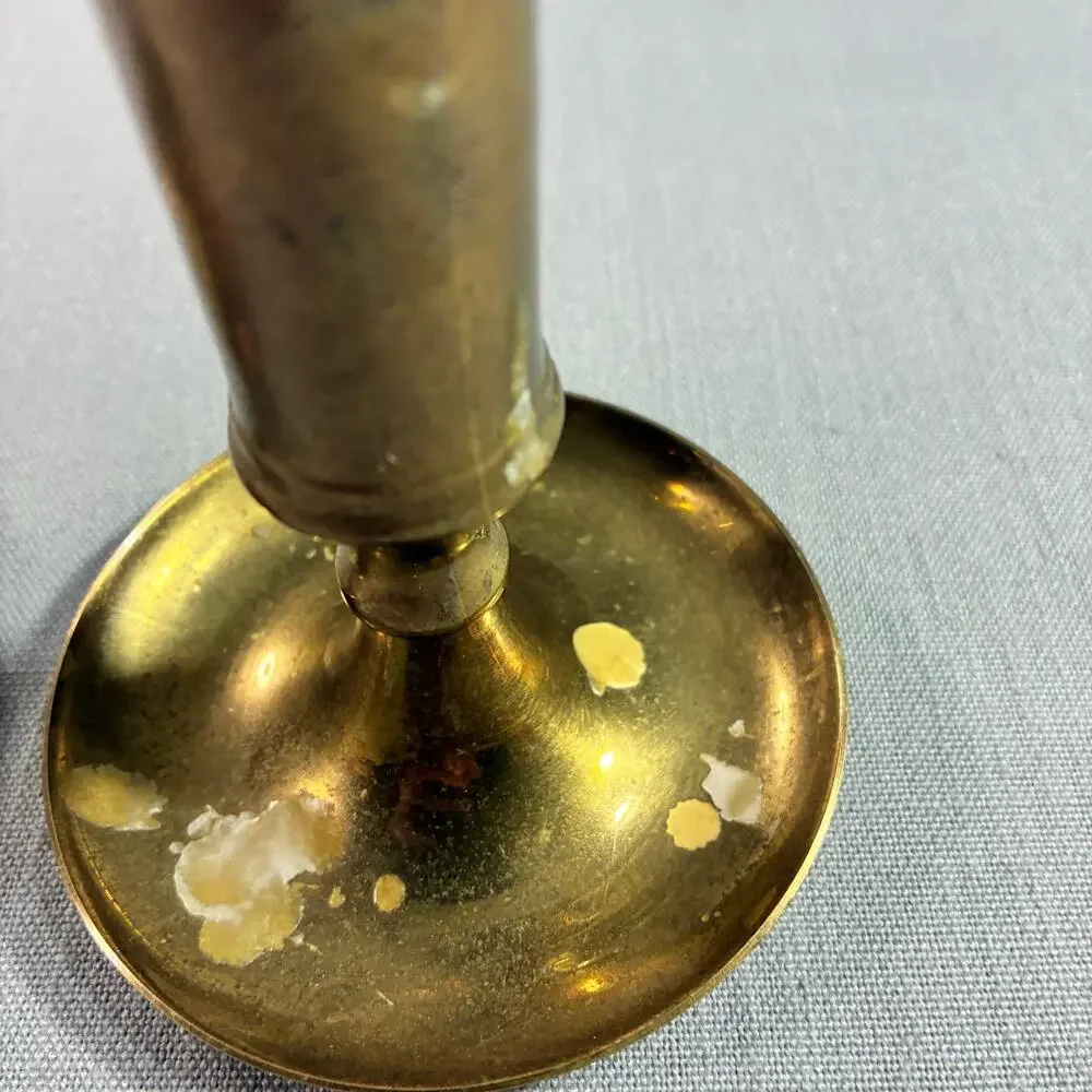 Vintage Solid Brass Candlestick Holders Pair 5
